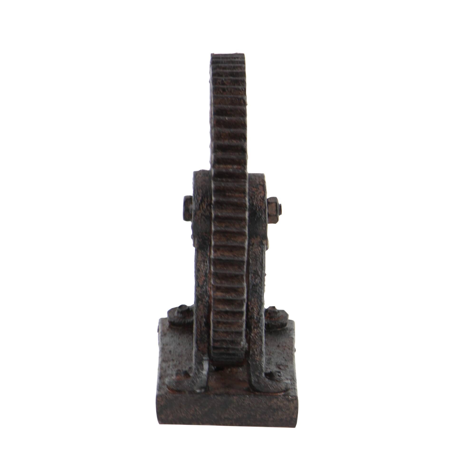 9" Brown Polystone Industrial Abstract Sculpture